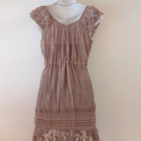 Drawstring waist Lacey Trim Top by "MINE" Sz Med Cottagecore - Picture 2 of 5